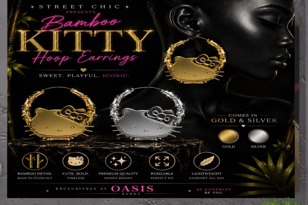 Bamboo Kitty Earrings, L$599 each/L$999 FP/L$2499 MP