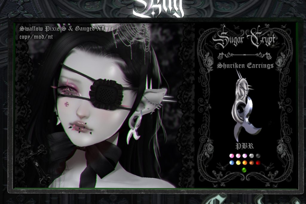 Shuriken Earrings - Swallow Gauged Pixie, S, &amp; XL Ears, L$250