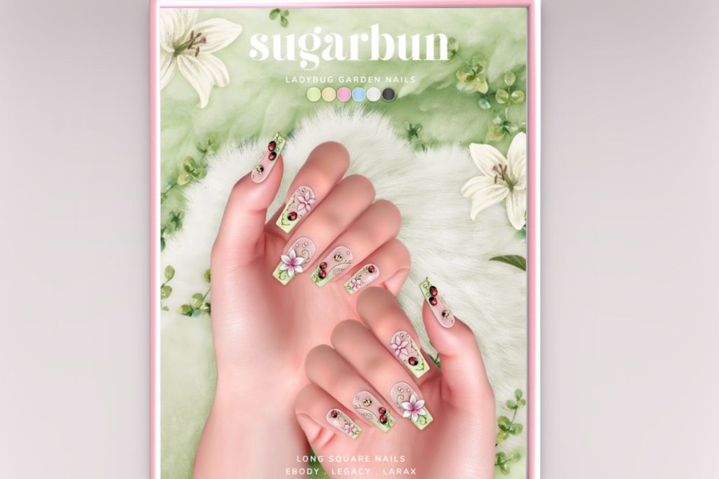 Ladybug Garden Nails - Legacy/MaitreyaX/Reborn, L$249 each