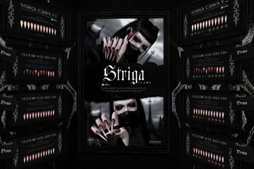 Striga Claws &amp; Livor Nail Textures - Reborn, L$315-L$340 each