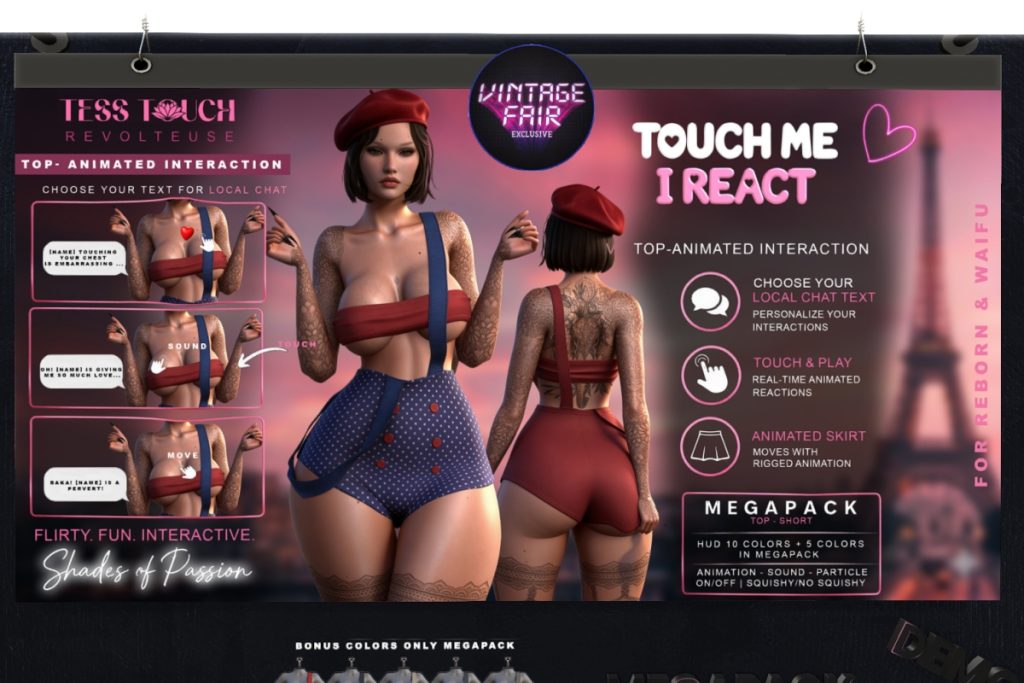Revolteuse Top &amp; Shorts - Reborn/+mods, L$250 each/L$999 each FP/L$1599 MP