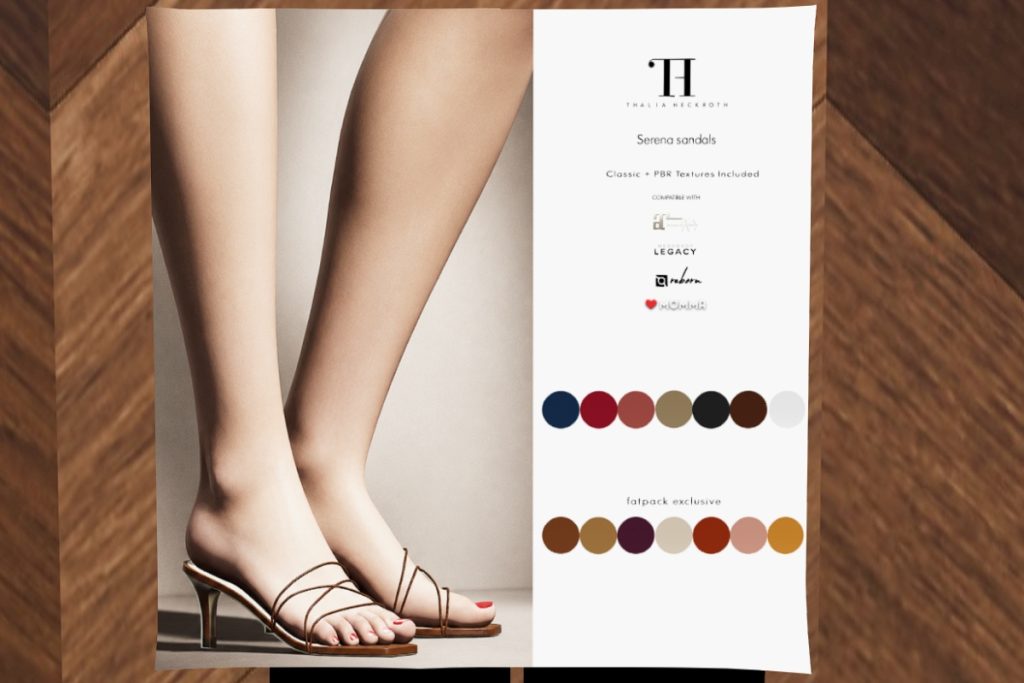 Serena Sandals - Legacy/MaitreyaX/Persephone/Reborn, L$299 each/L$1300 FP