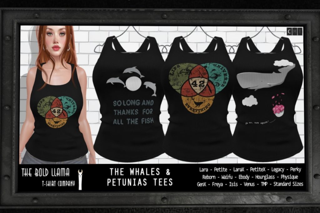 Whales &amp; Petunias Tee - See Ad For Fits, L$150