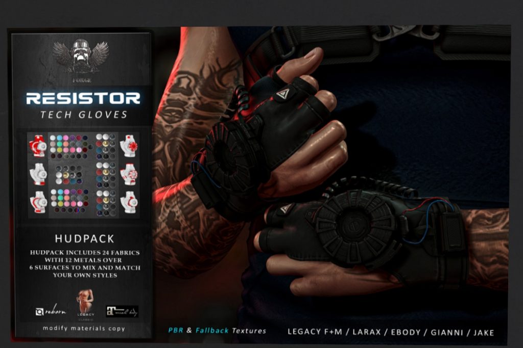 Resistor Gloves - Gianni/Jake/Legacy F+M/MaitreyaX/Reborn, L$499