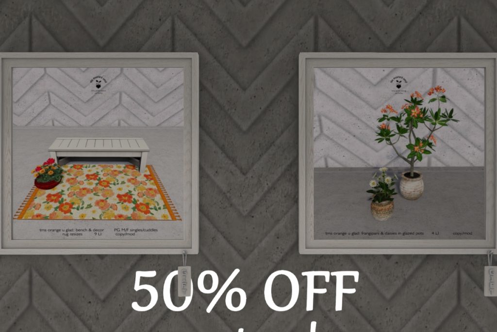 Orange U Glad Decor, L$100-L$120 each