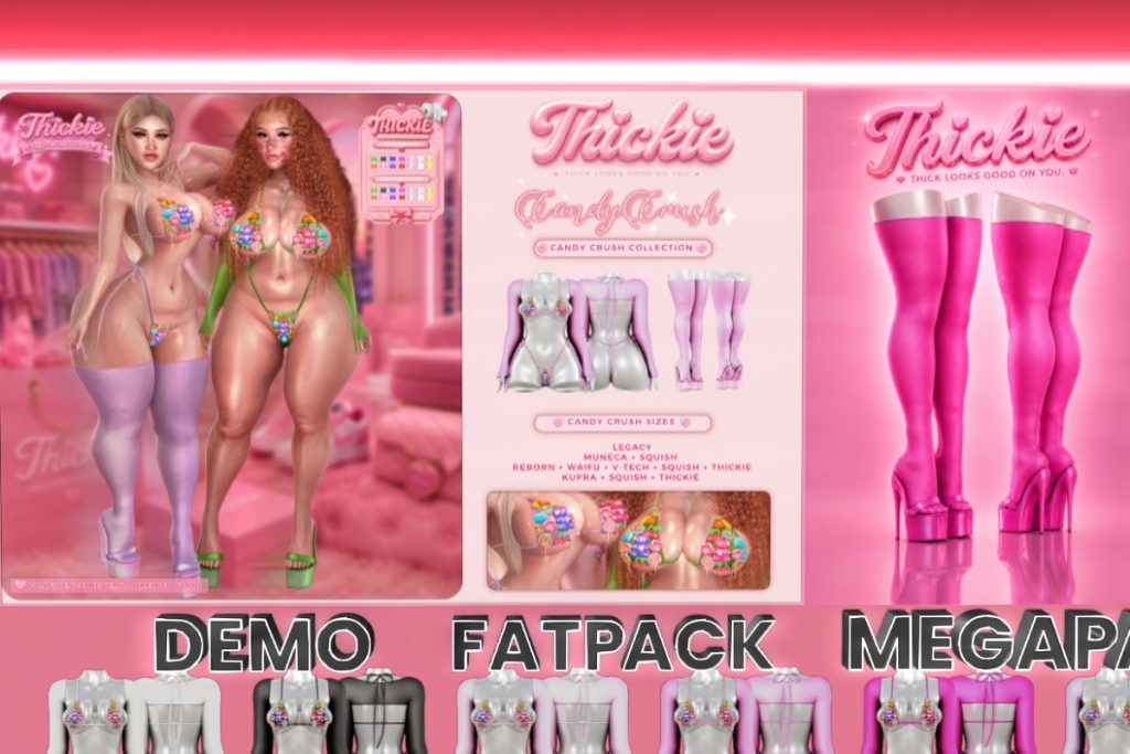 Candy Crush Sleeves &amp; Bikini and Stockings &amp; Heels - Inithium/Legacy/Reborn/Yentements/+mods, L$350-L$450 each/L$1100 each FP/L$2998 MP
