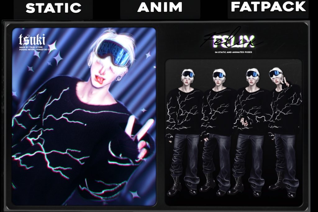Felix Static Poses &amp; Animated Stands, L$249-$299 each/L$349 FP