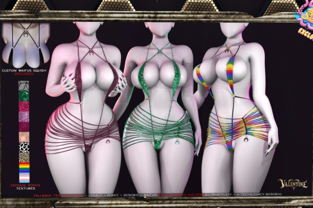 Stringed Swimsuit - Legacy/Reborn/+mods, L$199-L$249 each/L$749-L$939 each FP/L$1199 MP