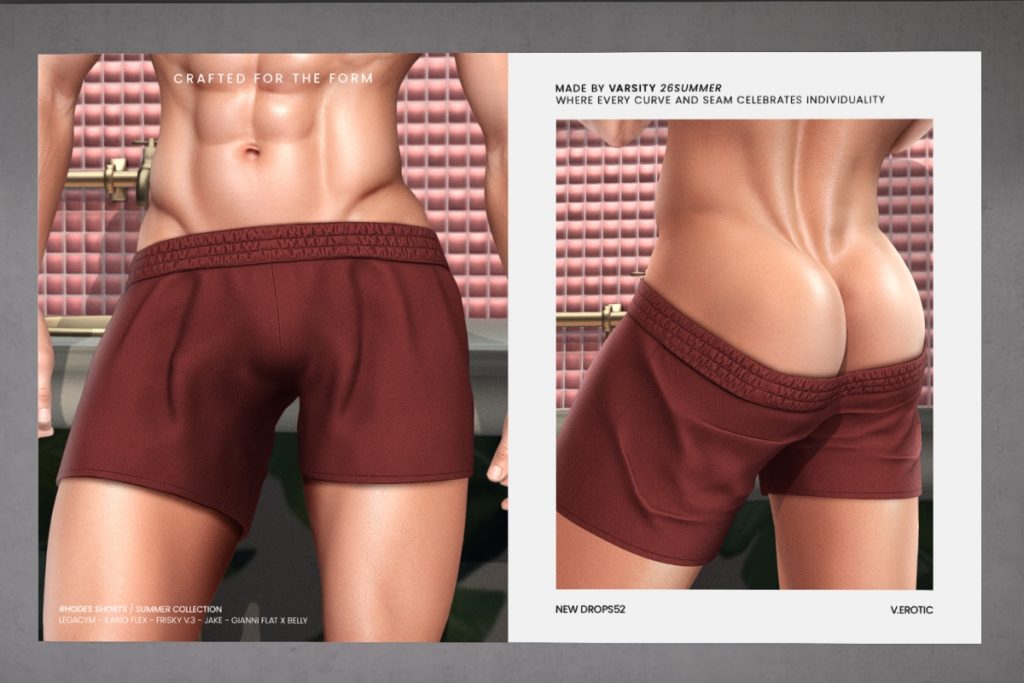 Rhodes Shorts - GianniX/Jake/Kario Flex/Legacy/+mods, L$225 each/L$1125 FP