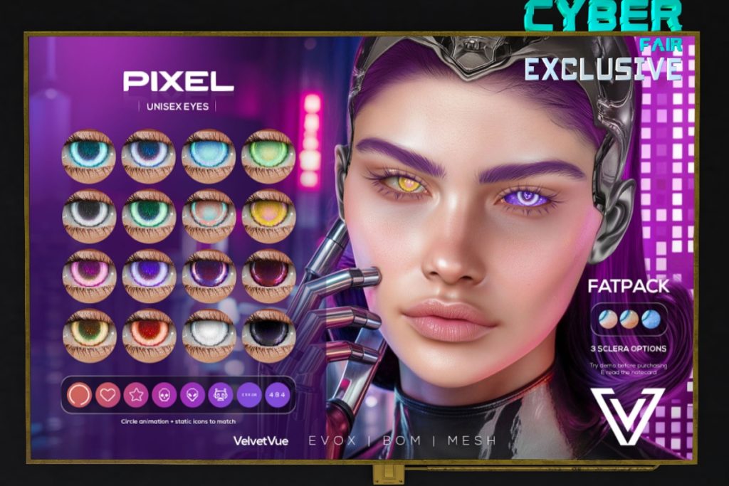 Pixel Unisex Eyes - BOM/EvoX/Mesh, L$320 each/L$599 FP