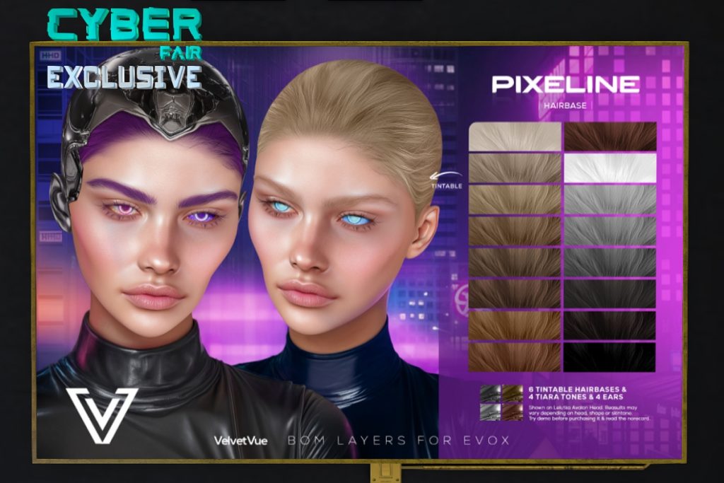 Pixeline Hairbase - EvoX, L$199 each/L$599 FP