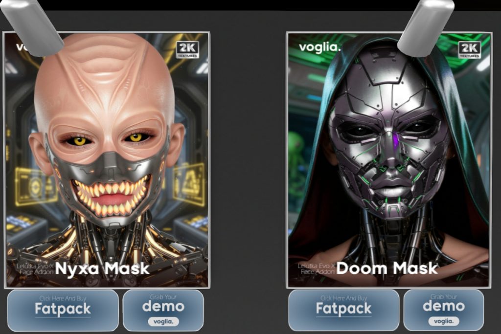 Nyxa and Doom Masks - EvoX, L$499 each