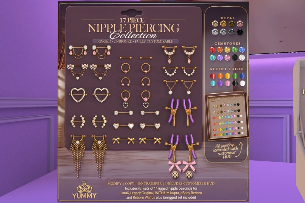 Nipple Ring Collection - Inithium/Legacy/MaitreyaX/Reborn/Unrigged, L$385