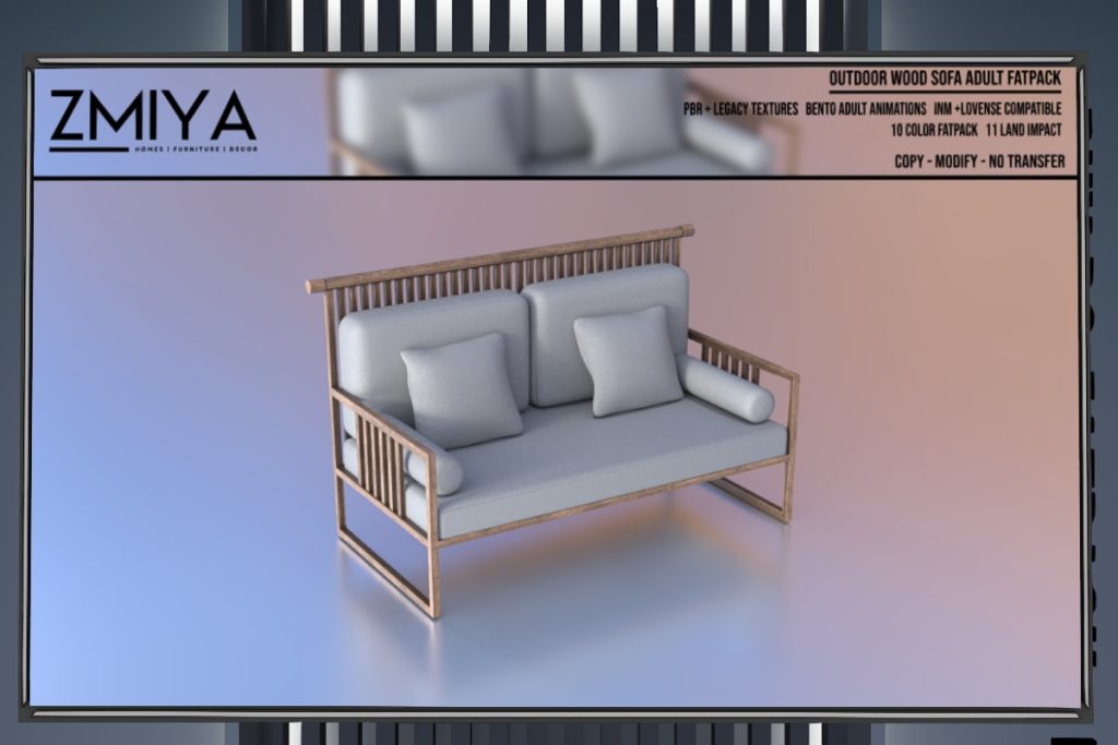 Outdoor Adult Wood Sofa, L$750