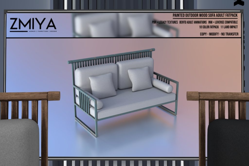Painted Outdoor Adult Wood Sofa, L$750