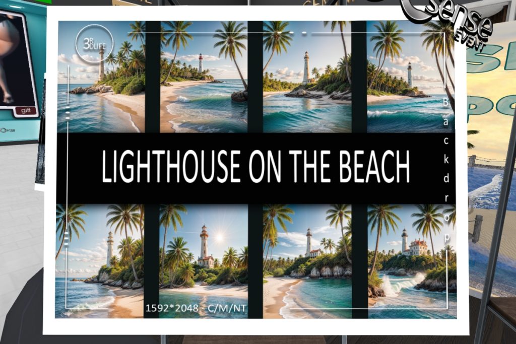 Lighthouse on the Beach Backdrop, L$199