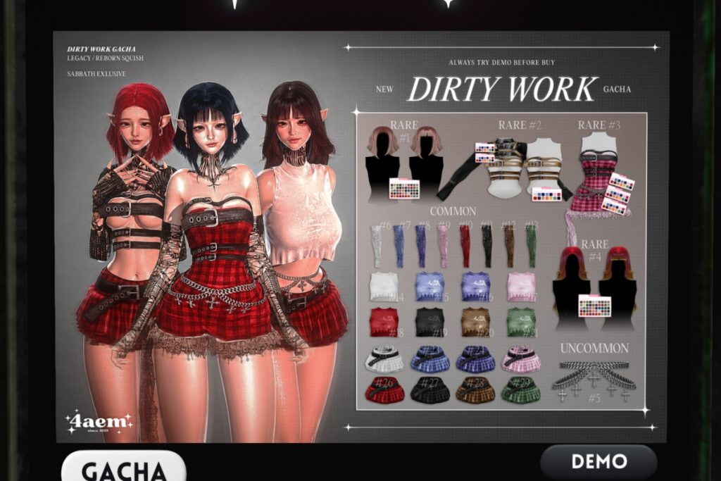 Dirty Work Gacha - Legacy/Reborn Squish, L$75 per play