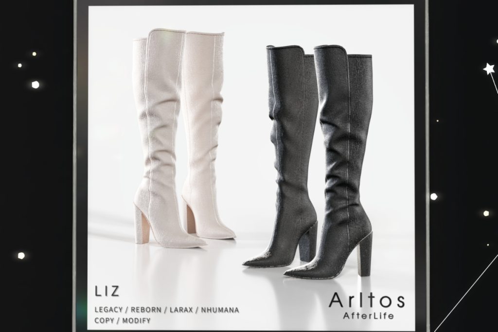 Liz Boots -  Legacy/MaitreyaX/Nhumana/Reborn, L$199 each/L$479 FP