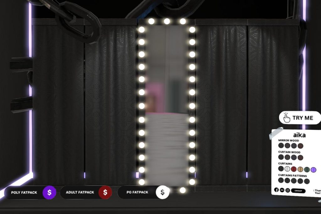 Back Stage Mirror, L$899-L$1999 each