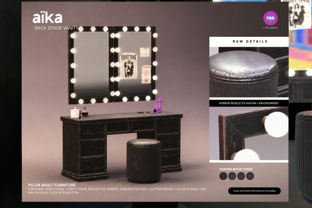 Back Stage Vanity, L$899-L$1699 each