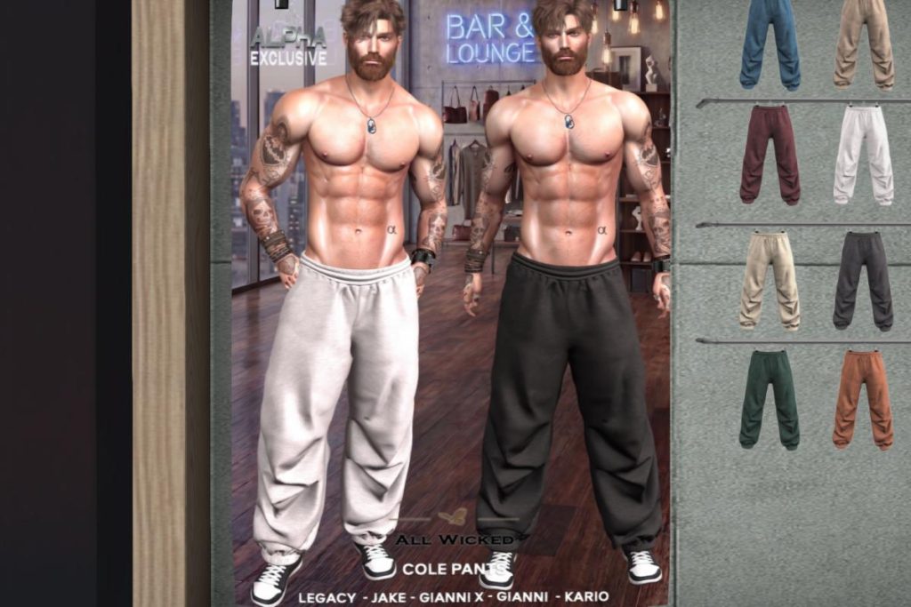 Cole Pants - Gianni/Jake/Kario/Legacy/+mods, L$280 each/L$899 FP