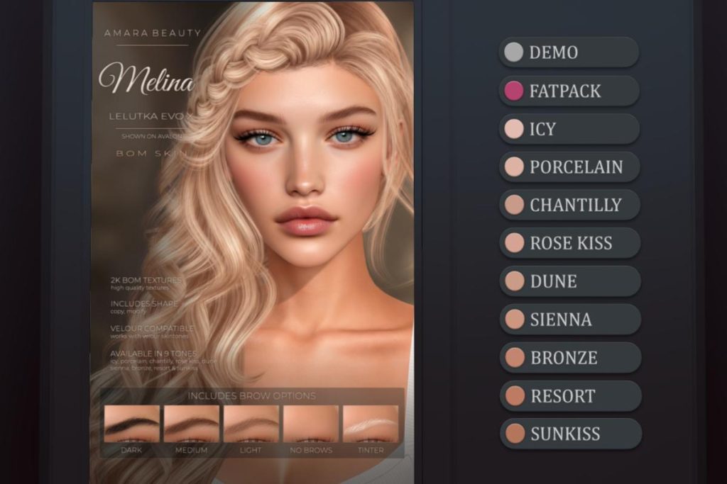 Melina Skin - EvoX, L$849 each/L$2999 FP