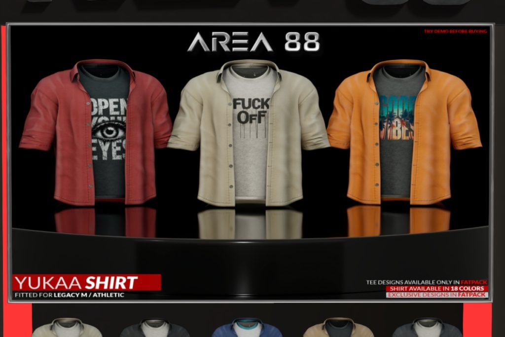 Yukaa Shirt - Legacy/+mods, L$269 each/L$999 FP