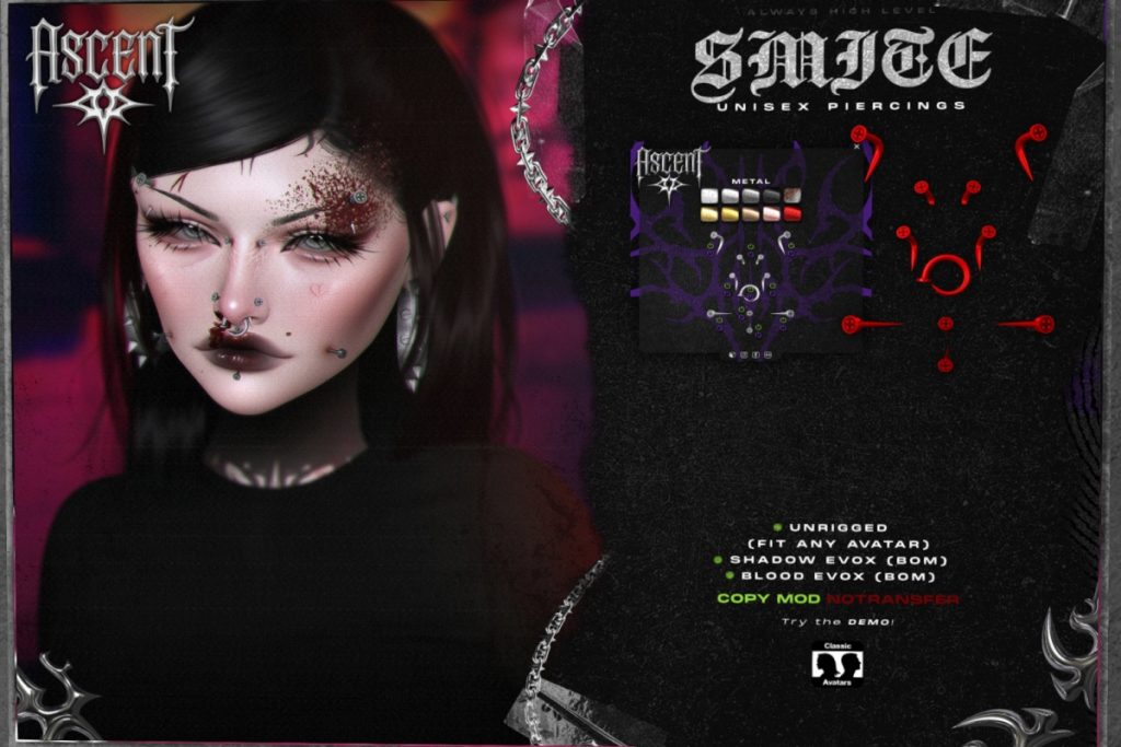 Smite Piercings - EvoX/unrigged, L$349