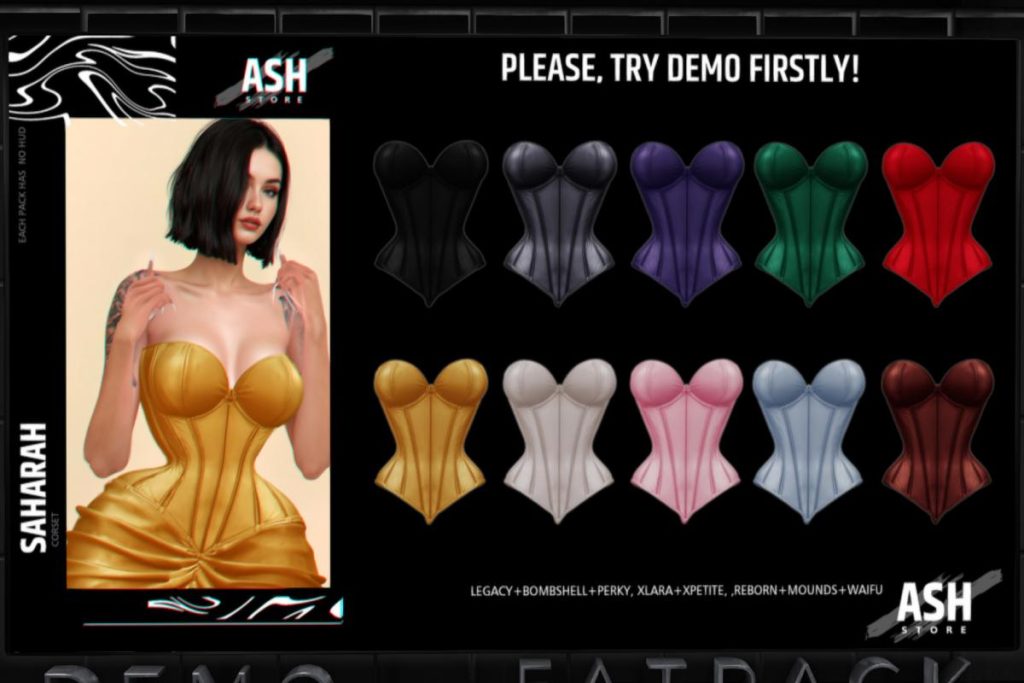 Saharah Corset - Legacy/MaitreyaX/Reborn/+mods, L$188 each/L$688 FP