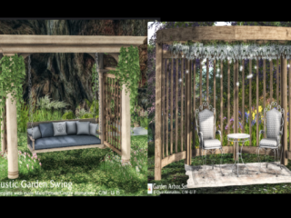 Garden Arbor Set / Rustic Garden Swing, L$399 - L$499 each