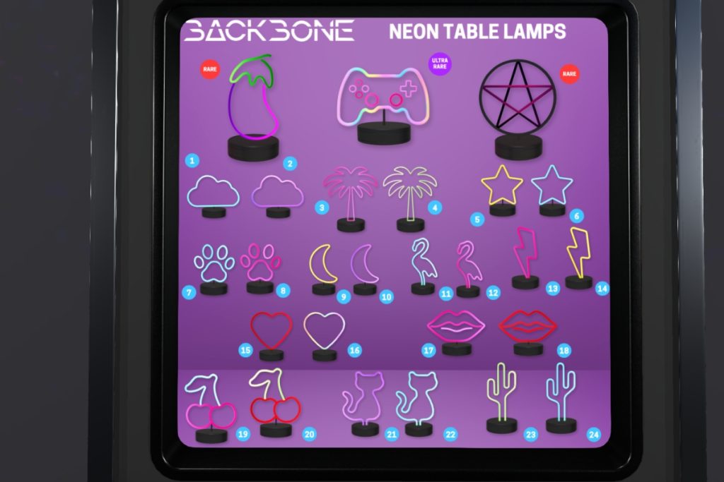 Neon Table Lamps Gacha, L$50 per play