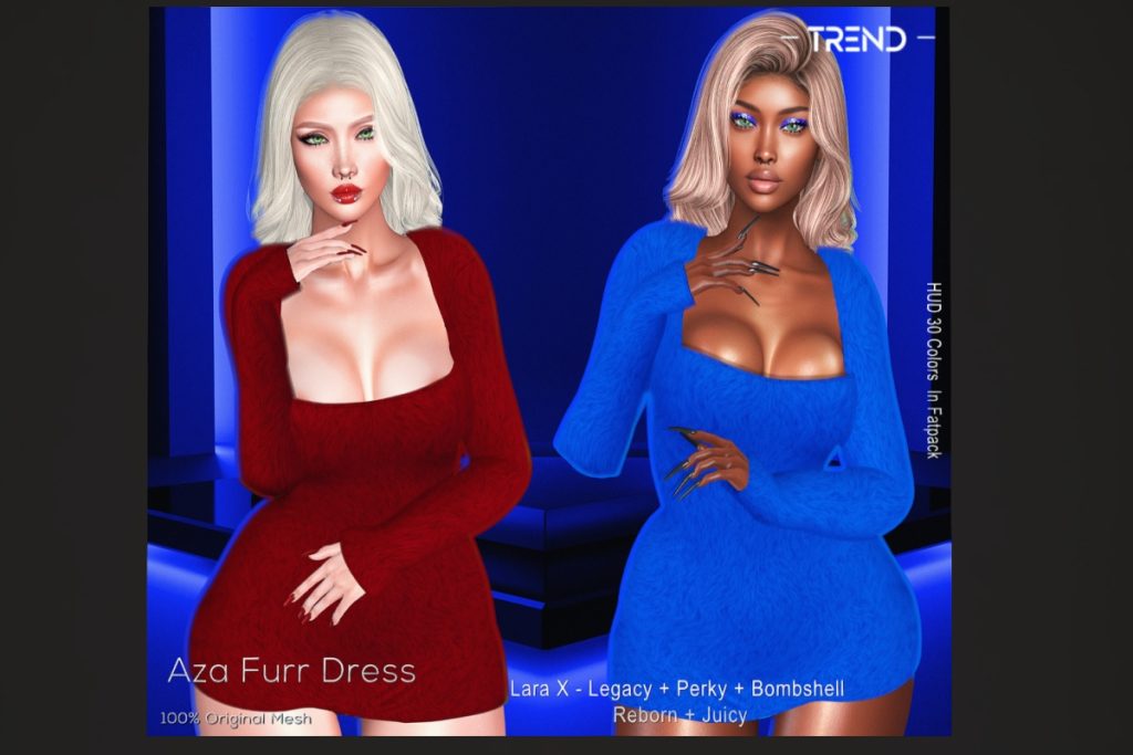 Aza Furr Dress - Legacy/MaitreyaX/Reborn/+mods, L$350 each/L$1799 FP