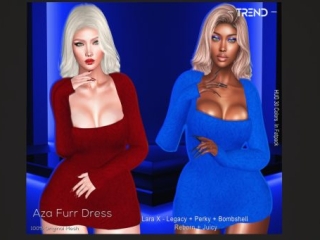 Aza Furr Dress - Legacy/MaitreyaX/Reborn/+mods, L$350 each/L$1799 FP