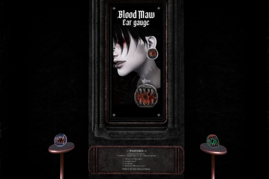 Blood Maw Ear Gauges - Swallow Gauged S &amp; XL F+M Ears, L$499 each/L$699 FP