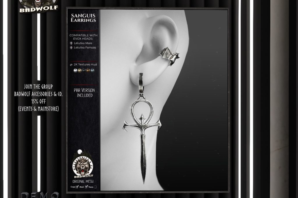 Sanguis Earrings - EvoX, L$350
