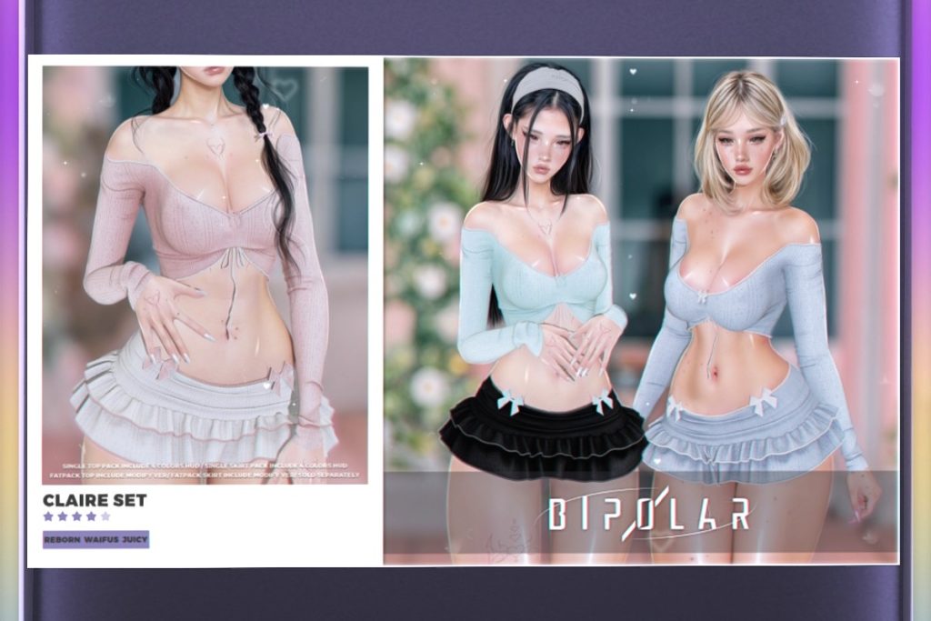 Claire Top and Skirt - Reborn/+mods, L$399 each/L$1499 each FP