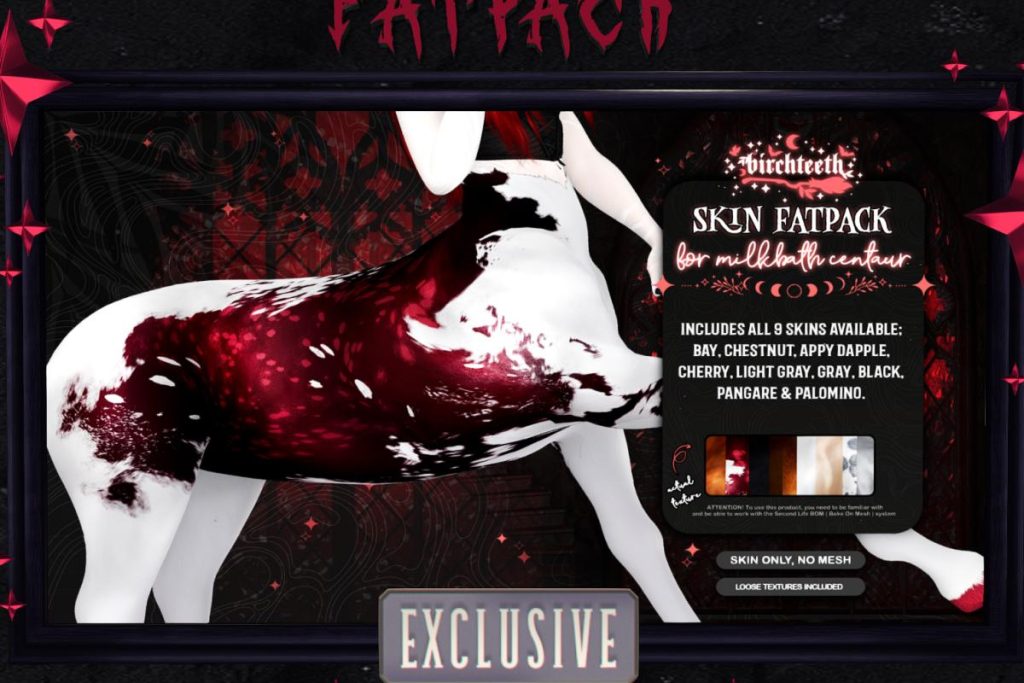 Milkbath Centaur Skin, L$450 each/L$3500 FP