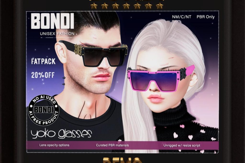 Yoko Glasses, L$225 each/L$305 FP