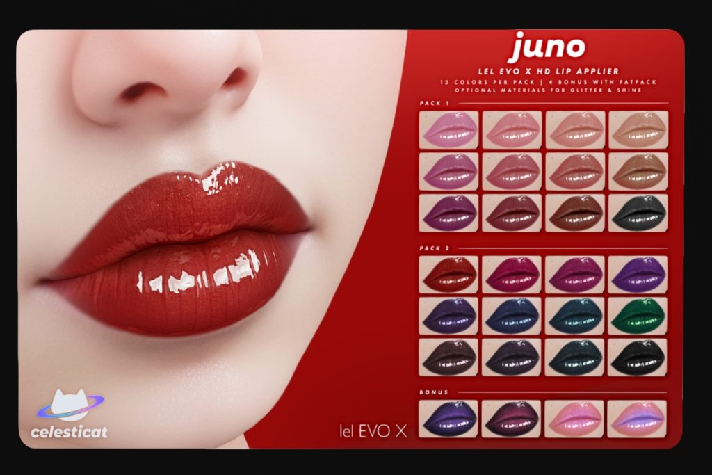 Juno Lips - EvoX, L$250 each/L$475 FP