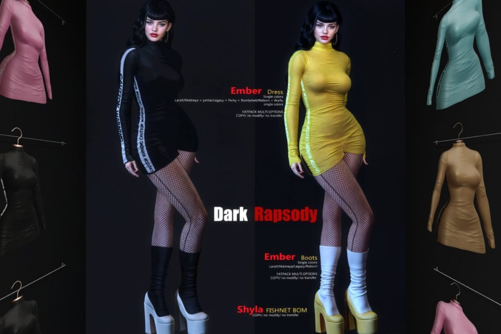Ember Dress - Legacy/Maitreya/Reborn/+mods, L$249 each/L$1699 FP