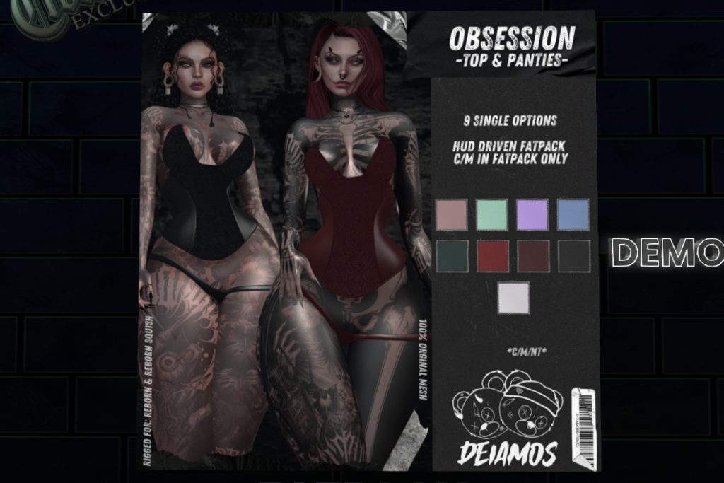 Obsession Top &amp; Panties - Reborn/+mods, L$299 each/L$999 FP