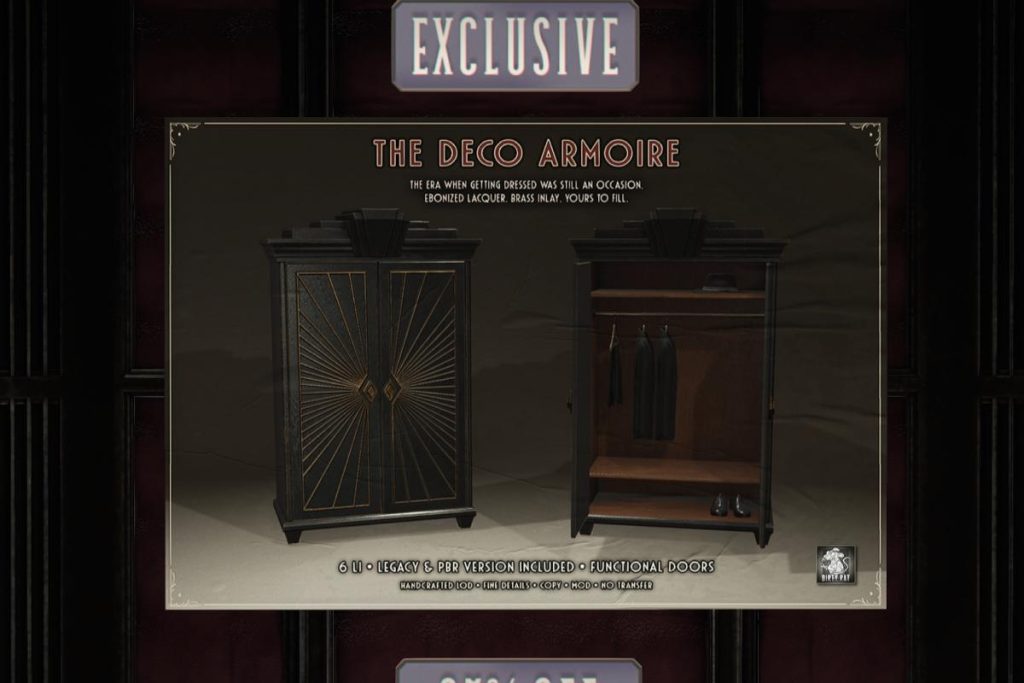 The Deco Armoire, L$395 each