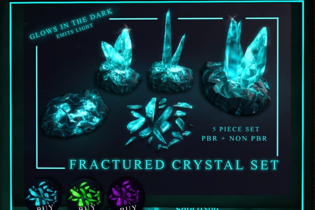 Fractured Crystal Set, L$419 each/L$999 FP