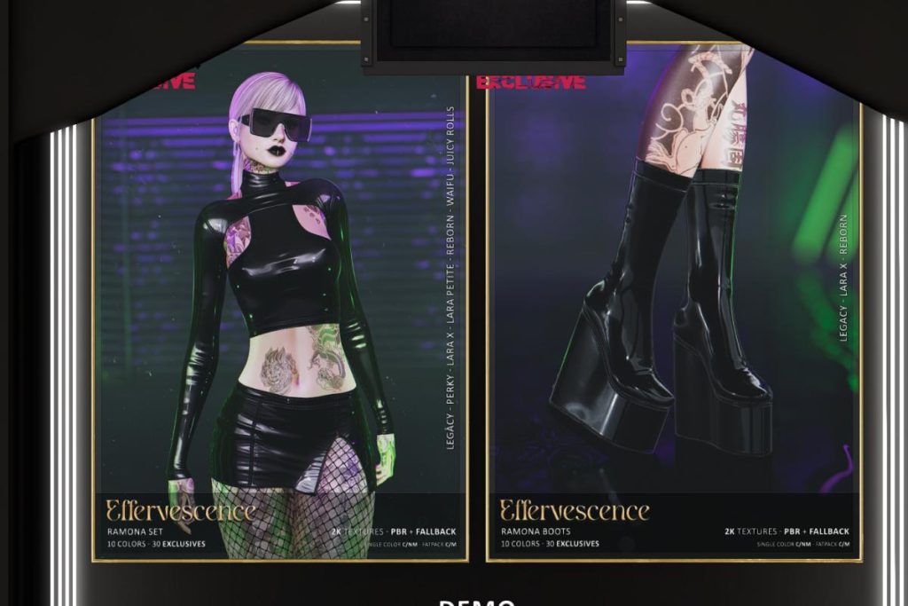 Ramona Set - Legacy/MaitreyaX/Reborn/+mods, L$249 each/L$1149 each FP | Ramona Boots - Legacy/MaitreyaX/Reborn, L$199 each/L$999 FP