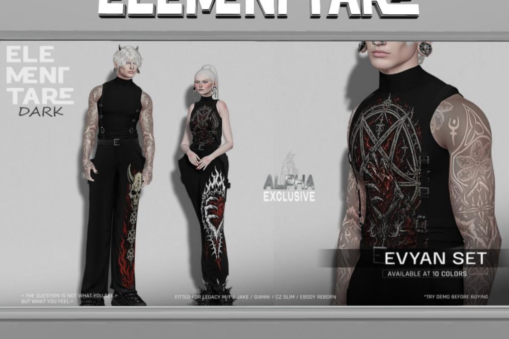 Evyan Set - CZ Slim/Gianni/Jake/Legacy F+M/Reborn, L$250-L$280 each/L$900-L$950 each FP