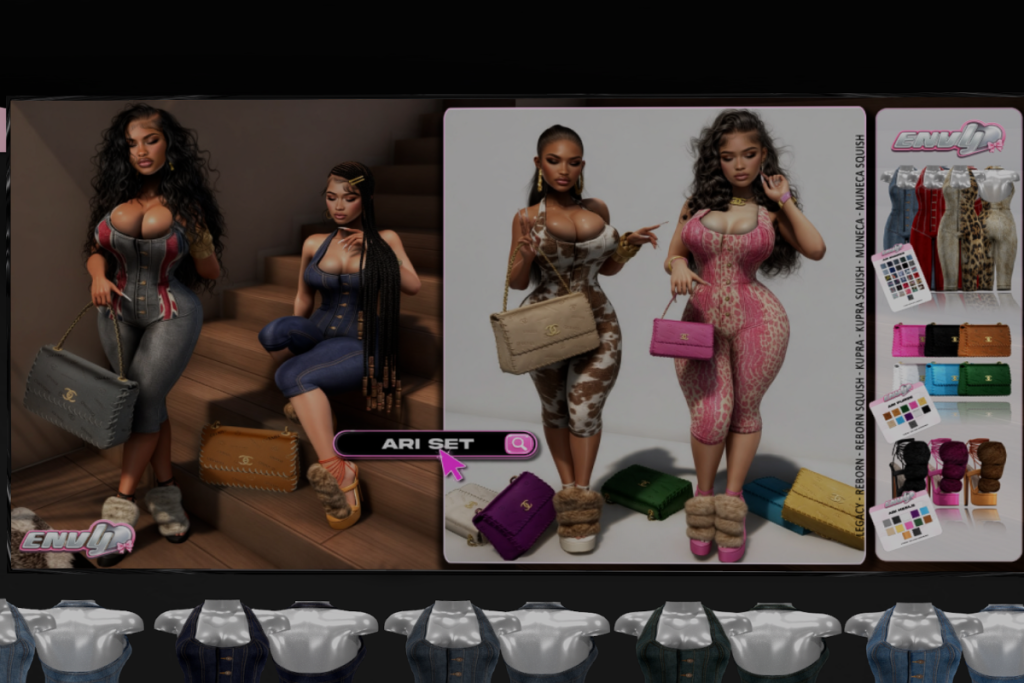 Ari Romper, Legacy/Inithium/Reborn/Yentements/+mods, L$350 each/L$850 FP, Ari Purse - L$899 FP, Ari Heels - L$899 FP