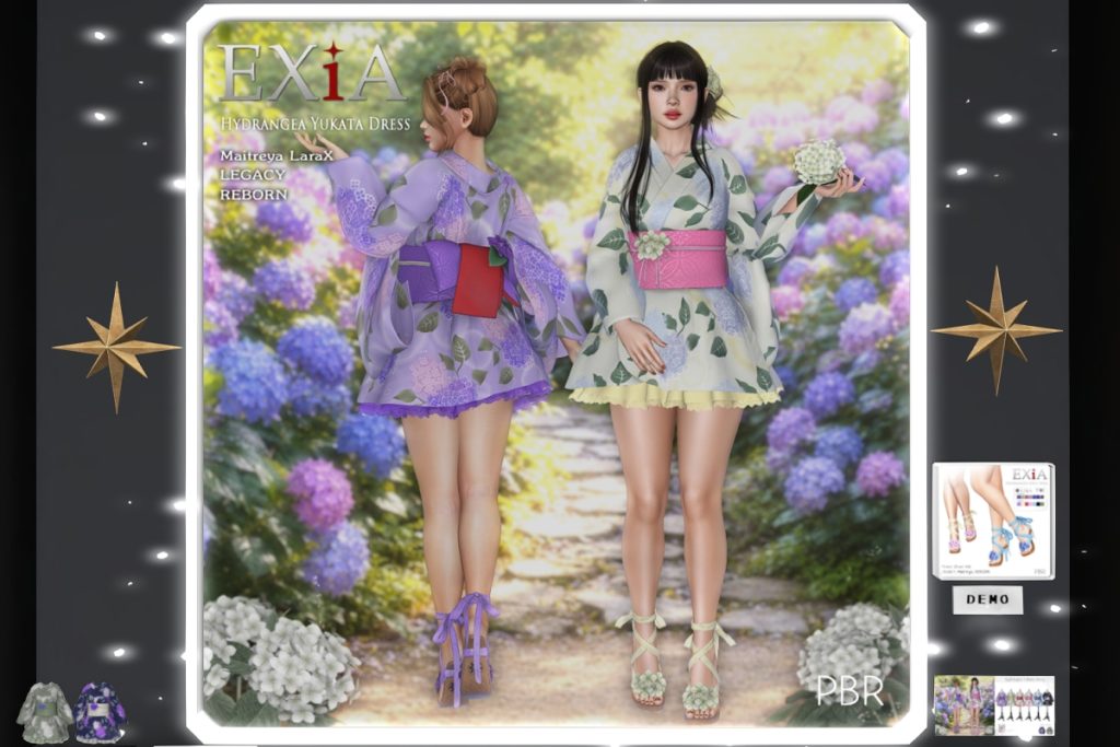 Hydrangea Yukata Dress - Legacy/MaitreyaX/Reborn, L$380 each/L$1500 FP