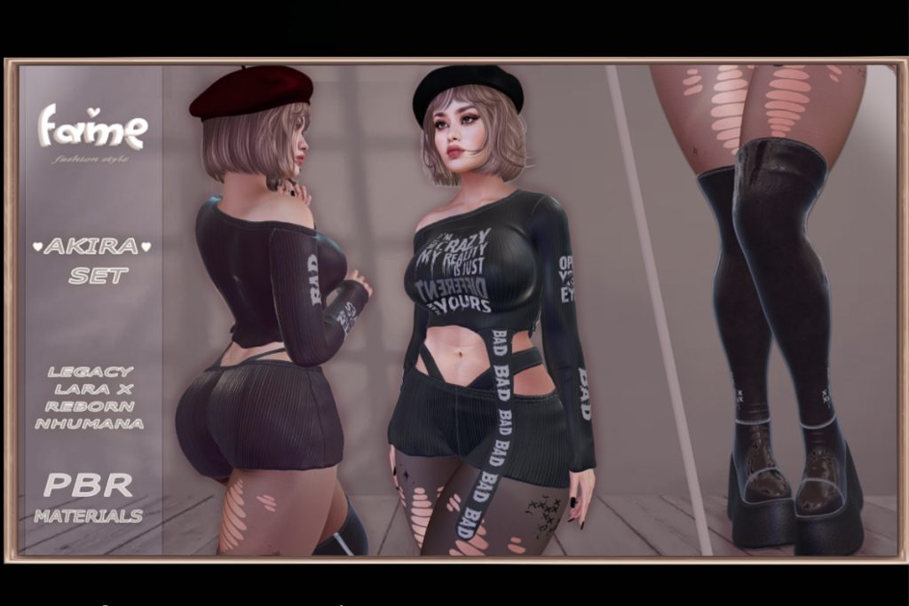 Akira Blouse, Shorts and Boots - Legacy/MaitreyaX/Nhumana/Reborn, L$150 each/L$1100 FP