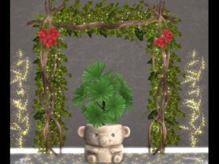 Koala Raphis Palm Planter CB 1 &amp;  Woody Arch - animated lights, L$168 - L$172 each