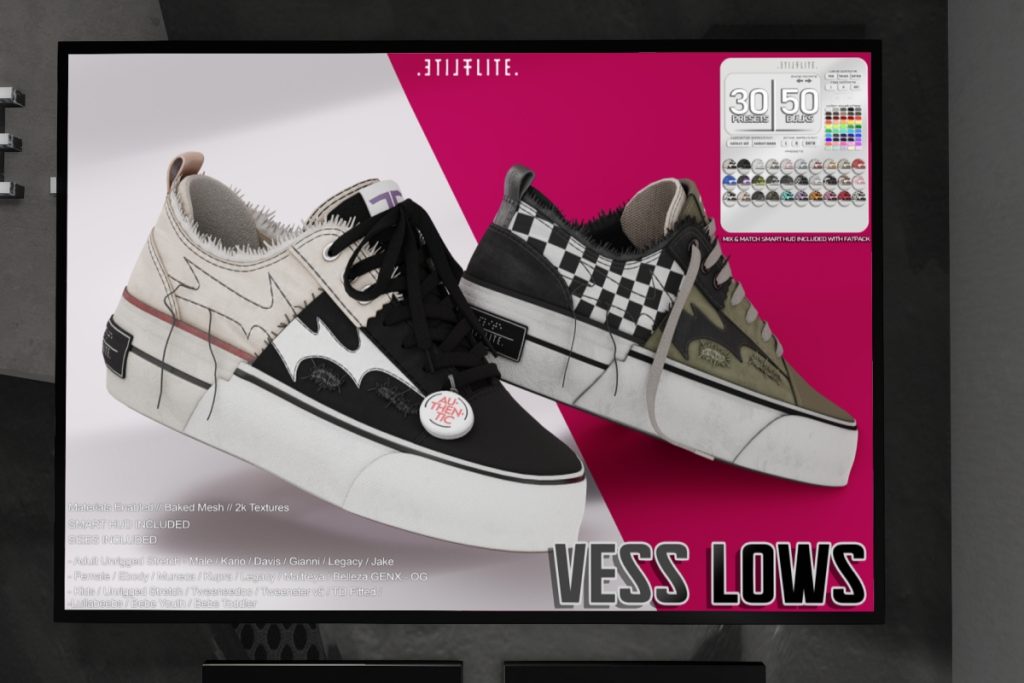 Vess Lows Sneakers - Demo for Fits, L$299 each/L$1499 FP